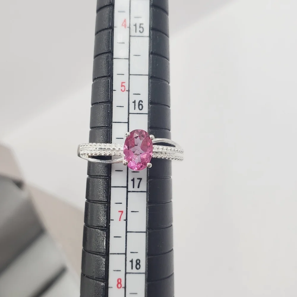 Genuine Oval .75 Carat Pink Topaz 925 Sterling Silver Solitaire Ring
